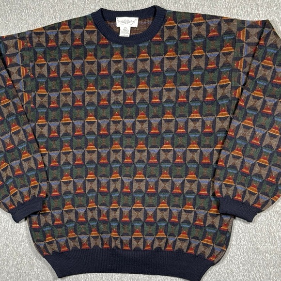 Tricots St. Raphael Other - VTG Tricots St Raphael Sweater Mens Large Wool Abstract Geometric Knit Uruguay